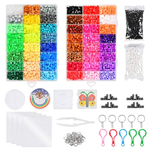 WOWOSS 10000pcs Cuentas y Abalorios 5 mm 48 Colores para Actividades Creativas y Manualidades Infantiles, Kit de Cuentas y Surtidos como Juguete o Regalo para Fiesta Cumpleaños Niños