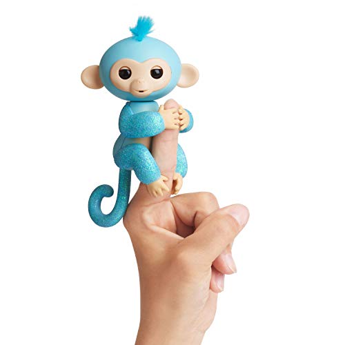 WowWee - Fingerlings Amelia, Monito Interactivo en color turquesa con purpurina (WowWee 3761)