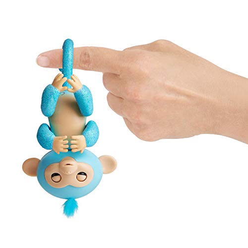 WowWee - Fingerlings Amelia, Monito Interactivo en color turquesa con purpurina (WowWee 3761)