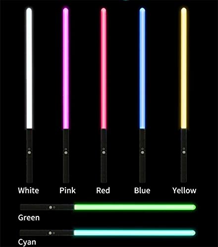 WOZWZ Star Wars Sable de luz de Doble Filo RGB 7 Colores Que cambian Espada láser LED Dos en uno Sonido de Sable conmutable Mango de Metal Completo Regalo de Cosplay(Double, Black)