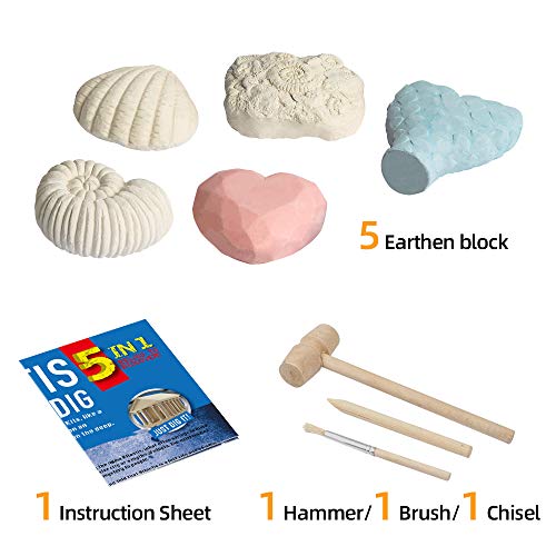 WULAU 5 In 1 Atlantis National Geographic Archaeology Kit, Gemstone Digging Kits Toys for Boys and Girls, Lost City Great Science Excavation Kits for Kids