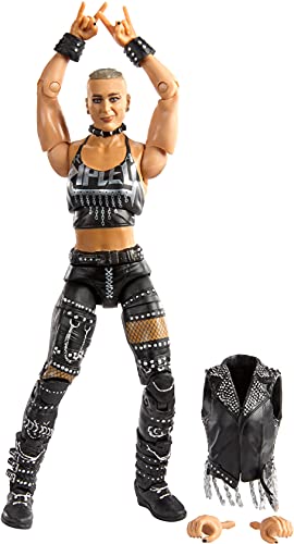 WWE Élite Figura Rhea Ripley, muñeca articulada de juguete con accesorios (Mattel GVB60)