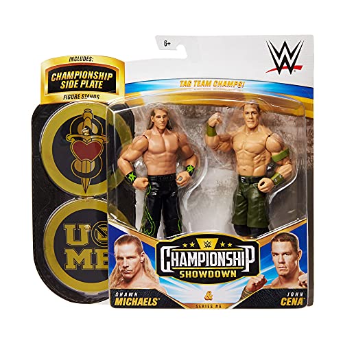 WWE Pack 2 figuras de acción luchadores Cena y Michaels con accesorios, muñecos articulados de juguete para niños +6 años (Mattel GVJ28)