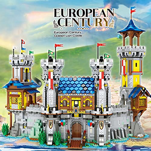 WWEI Castillo medieval modular con iluminación, castillo creativo europeo, vista de carreteras, construcción de maquetas, 2722 bloques de construcción compatible con Lego