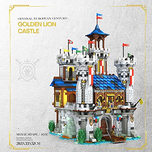 WWEI Castillo medieval modular con iluminación, castillo creativo europeo, vista de carreteras, construcción de maquetas, 2722 bloques de construcción compatible con Lego