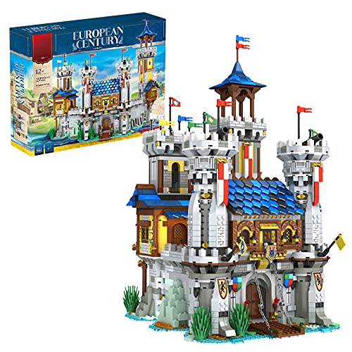 WWEI Castillo medieval modular con iluminación, castillo creativo europeo, vista de carreteras, construcción de maquetas, 2722 bloques de construcción compatible con Lego