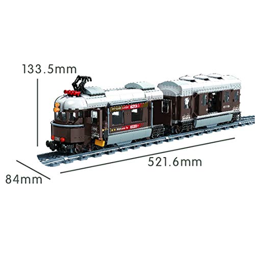 WWEI City Tren de construcción de bloques de construcción de tren de vapor, modelo de tren con motor para niños, deslizamientos y accesorios, 923 piezas, compatible con Lego 60197