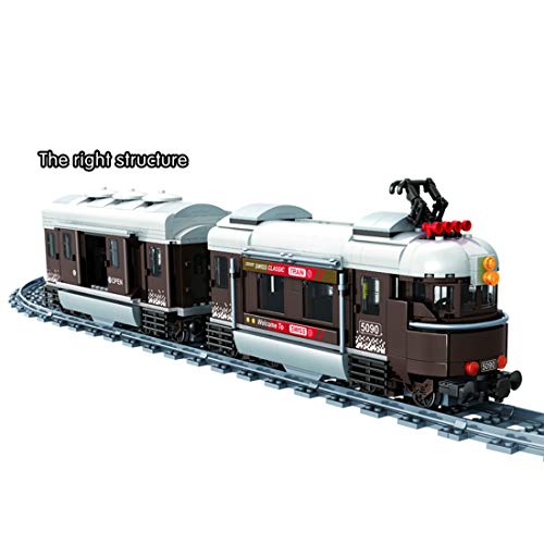 WWEI City Tren de construcción de bloques de construcción de tren de vapor, modelo de tren con motor para niños, deslizamientos y accesorios, 923 piezas, compatible con Lego 60197