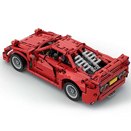 WWEI Juego de construcción de bloques de construcción para coches deportivos F40 Speed Champions con motor V8, 880 piezas, tecnología de bloques de sujeción, coche, compatible con Lego 76895 Ferrari