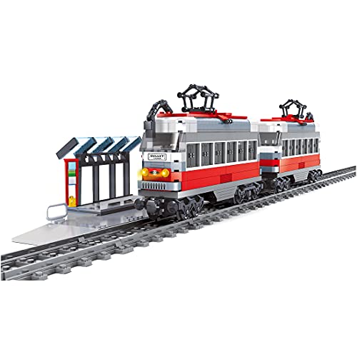 WWEI Tren de mercancías Technik City con bloques de construcción de tren y bloques de construcción con juego de rieles de 765 piezas, juguete de construcción compatible con Lego 60197