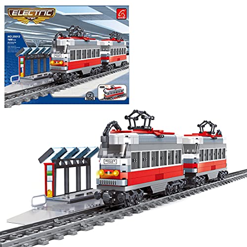 WWEI Tren de mercancías Technik City con bloques de construcción de tren y bloques de construcción con juego de rieles de 765 piezas, juguete de construcción compatible con Lego 60197