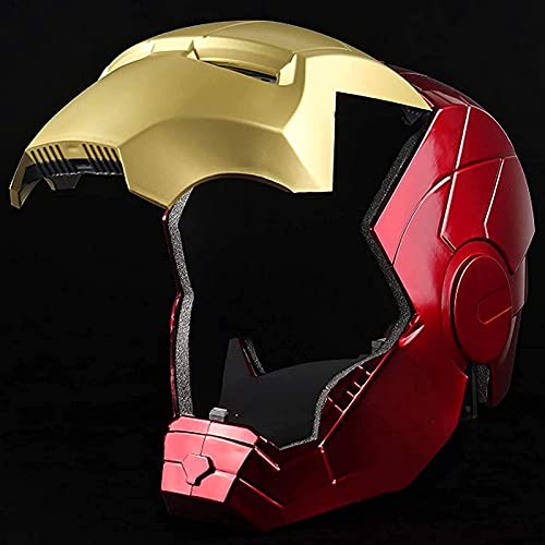 WXHJM Vengadores 1/1 Props Iron Man Superhéroe Casco,Coleccionables Unisex Ponible y Llevada Juguete Cosplay Puntales,con La Luz,Red