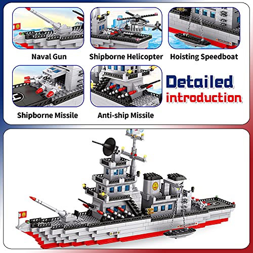 WYSWYG Bloques de construcción portaaviones + helicóptero, Juguete de construcción con 1164 Piezas Portador de construcción, Juguete de Aprendizaje, Juego Regalo para niños y niñas a Partir de 6 años