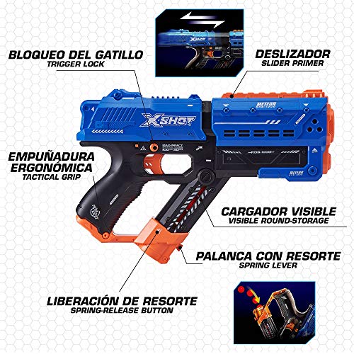 X-Shot - Pistola juguete, X shot, Pistola de bolas para niños, Pistola Chaos, Pistola de bolas, Bolas gomaespuma, Pistola de bolas de plástico, Chaos, Armas de juguete, Pistola juguete realista