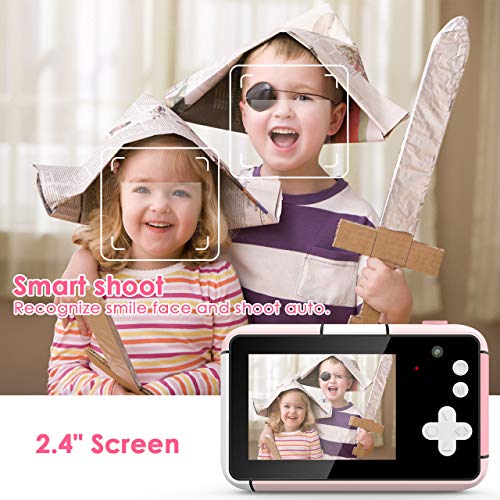 XDDIAS Cámara de Fotos para Niños, Infantil Cámara Digital con 32GB Tarjeta de Memoria y Pantalla de 2.4 Pulgadas, Videocámaras Juguetes para Niñas Cumpleaños Regalo (Rosado)