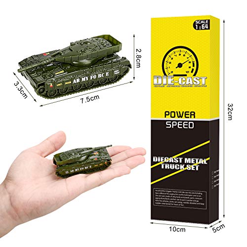 XDDIAS Vehículo Militar Juguete, 6 Pcs Mini Modelos Coche Militar de Juguete, Militares Helicóptero Tanque Jeep Camión Coche Blindado para Niños, Surtidos