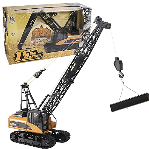 XIAOKUKU Adultos RC Crane, 2.4G Control Remoto Grúa de aleación Camión Vehículos de construcción Juguete Control de Radio de 15 Canales con luz y Sonido, Rotación de 360 ° Elevación de 5 kg