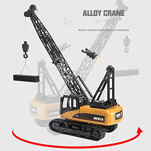 XIAOKUKU Adultos RC Crane, 2.4G Control Remoto Grúa de aleación Camión Vehículos de construcción Juguete Control de Radio de 15 Canales con luz y Sonido, Rotación de 360 ° Elevación de 5 kg