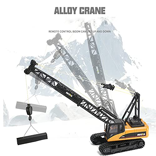 XIAOKUKU Adultos RC Crane, 2.4G Control Remoto Grúa de aleación Camión Vehículos de construcción Juguete Control de Radio de 15 Canales con luz y Sonido, Rotación de 360 ° Elevación de 5 kg