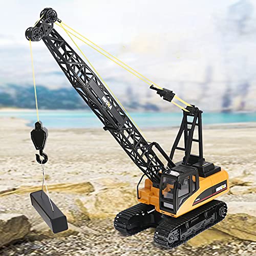 XIAOKUKU Adultos RC Crane, 2.4G Control Remoto Grúa de aleación Camión Vehículos de construcción Juguete Control de Radio de 15 Canales con luz y Sonido, Rotación de 360 ° Elevación de 5 kg