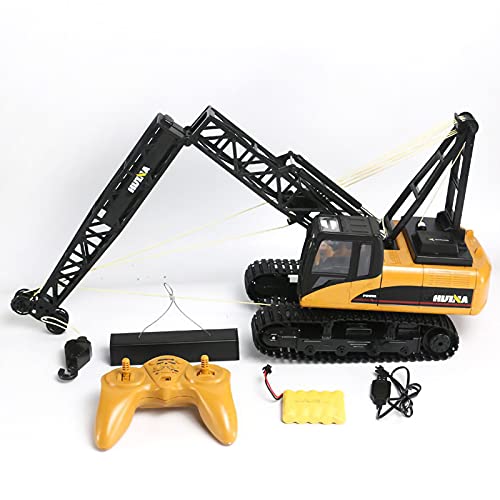 XIAOKUKU Adultos RC Crane, 2.4G Control Remoto Grúa de aleación Camión Vehículos de construcción Juguete Control de Radio de 15 Canales con luz y Sonido, Rotación de 360 ° Elevación de 5 kg