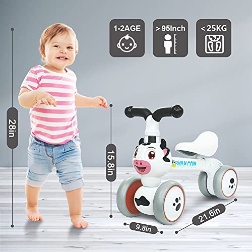 XIAPIA Bicicleta sin Pedales para Niños, Bicicleta Bebe 1 Año Bicicleta Equilibrio 1 Año Bicicleta Infantil sin Pedales de Forma Animal Lindo de Abeja de Regalo Favorito del Niño (Vaca)