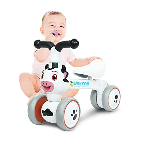 XIAPIA Bicicleta sin Pedales para Niños, Bicicleta Bebe 1 Año Bicicleta Equilibrio 1 Año Bicicleta Infantil sin Pedales de Forma Animal Lindo de Abeja de Regalo Favorito del Niño (Vaca)