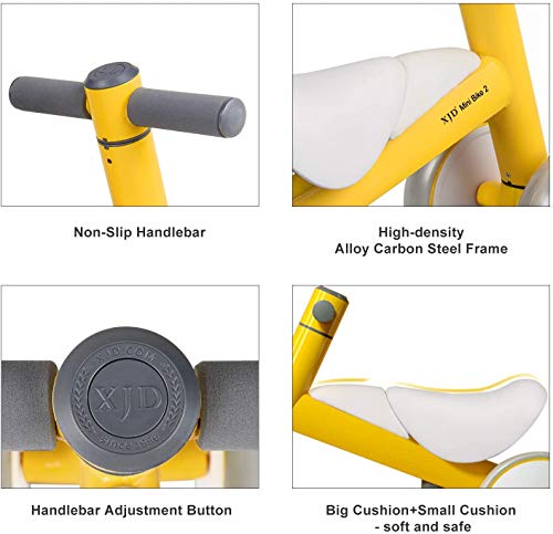 XJD Bicicleta de Equilibrio para Bebés 10-36 Meses sin Pedales con 4 Ruedas Ultraligera y Primera Bicicleta de Juguete para Niños Pequeños