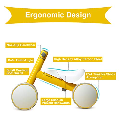 XJD Bicicleta de Equilibrio para Bebés 10-36 Meses sin Pedales con 4 Ruedas Ultraligera y Primera Bicicleta de Juguete para Niños Pequeños