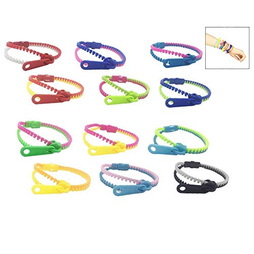 XLKJ 24 Piezas Pulseras de la Amistad de la Cremallera, Zipper Pulsera para Niñas Multicolor, Favores de Fiesta, Cumpleaños,Partido