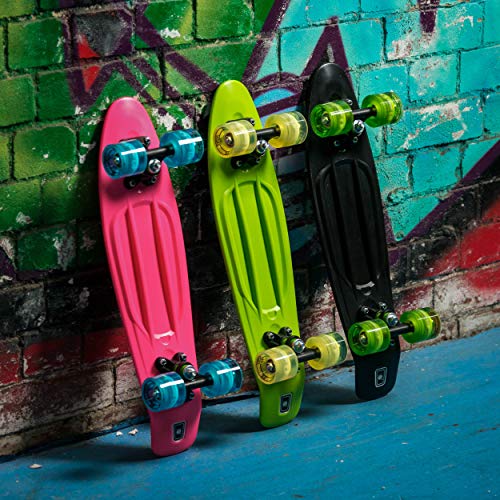 Xootz Kid 's - Skateboard con luz LED en Las Ruedas, diseño Retro, Infantil, Complete Retro Plastic, Negro, 55,88 cm