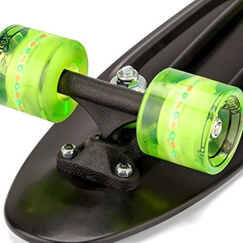 Xootz Kid 's - Skateboard con luz LED en Las Ruedas, diseño Retro, Infantil, Complete Retro Plastic, Negro, 55,88 cm