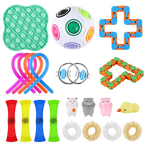 Xpassion Fidget Toy Packs Kit De Juguetes Sensoriales Juguete Antiestres Fidget Sensory Toys para Autismo Necesidades Especiales para Aliviar El Estrés Paquete DE 21 EN Color Aleatorio