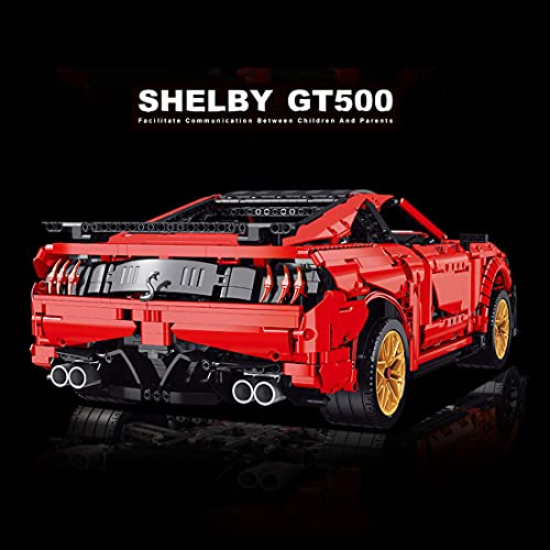 Xshion Piezas de construcción de coche deportivo para Ford Mustang Shelby GT500, 3386 + piezas de montaje de Tile con control remoto rojo coche con motor, compatible con Lego Technik Auto