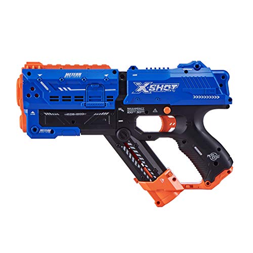 XSHOT- Meteor Pistola, Color Azul, METEOR-12 billes en Mousse (ZURU 36282)