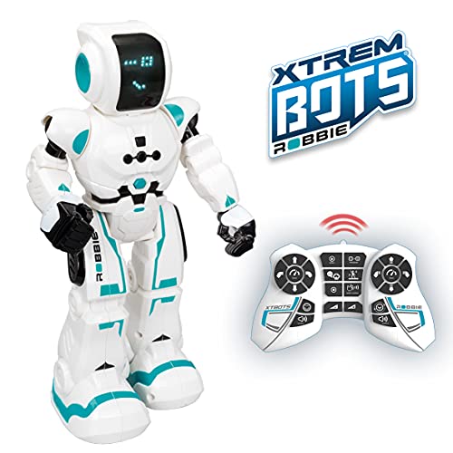 Xtrem Bots Robbie, robótica niños, Robot con Sensor de Movimiento y Control Remoto programable. Juguete Robots Inteligente, Color Blanco/Azul (XT380831)