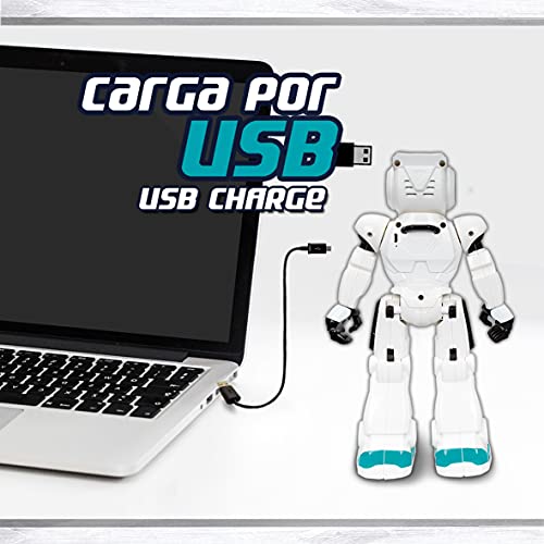 Xtrem Bots Robbie, robótica niños, Robot con Sensor de Movimiento y Control Remoto programable. Juguete Robots Inteligente, Color Blanco/Azul (XT380831)