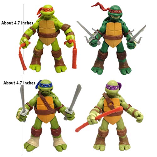 Yang baby Paquete De 4 Juguetes De Tortuga Ninja Mutante Adolescente - Figuras De Acción De Tortuga Ninja Mutante Adolescente - Modelo De Personaje De Acción - Set TMNT