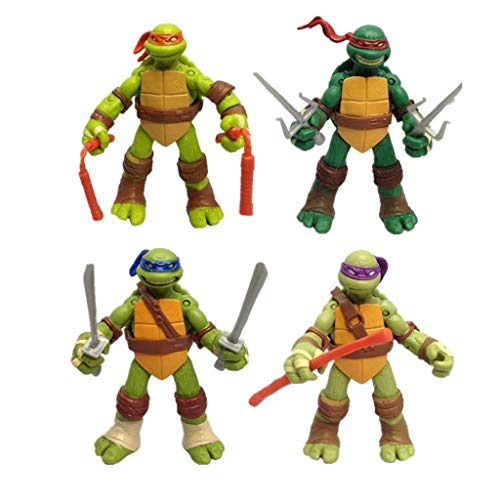 Yang baby Paquete De 4 Juguetes De Tortuga Ninja Mutante Adolescente - Figuras De Acción De Tortuga Ninja Mutante Adolescente - Modelo De Personaje De Acción - Set TMNT