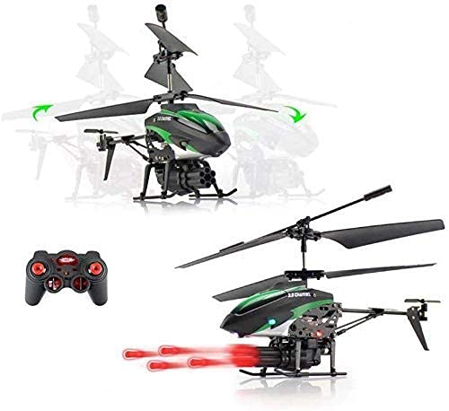 YANGLOU-Aviones de juguete- RC Helicopter RC Helicopter Control remoto Helicóptero Juguetes de Aeronaves Mini Dual Motor puede lanzar 6 Misiles de Plastic A Armado Niños Recargables Helicóptero Plasti