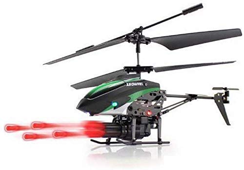 YANGLOU-Aviones de juguete- RC Helicopter RC Helicopter Control remoto Helicóptero Juguetes de Aeronaves Mini Dual Motor puede lanzar 6 Misiles de Plastic A Armado Niños Recargables Helicóptero Plasti