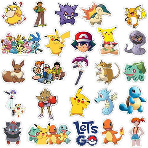 YAOJIN 24 Piezas Pokemon Monster Mini Figur, 12 Pokemon Pulsera de Silicona, 50 Piezas Pokémon Pegatinas,6 Piezas Pokémon Llavero Pokemon Pikachu Fiesta para Niños Decoraciones Suministros