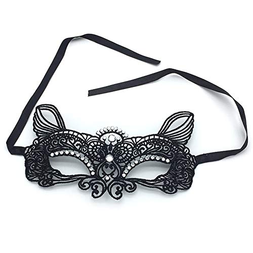 YAZILIND Encaje Rhinestone Elf Halloween Masquerade Disfraces Fiesta máscara Mardi Gras Noche Prom Fiesta máscaras (Plata)