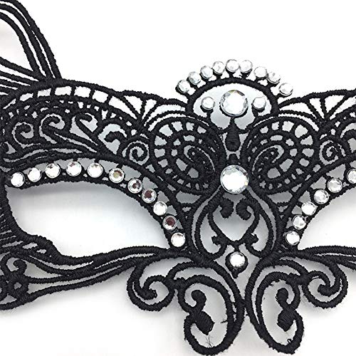 YAZILIND Encaje Rhinestone Elf Halloween Masquerade Disfraces Fiesta máscara Mardi Gras Noche Prom Fiesta máscaras (Plata)