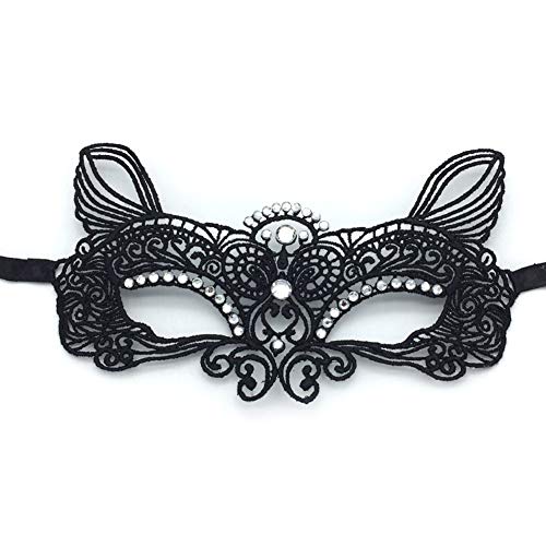 YAZILIND Encaje Rhinestone Elf Halloween Masquerade Disfraces Fiesta máscara Mardi Gras Noche Prom Fiesta máscaras (Plata)