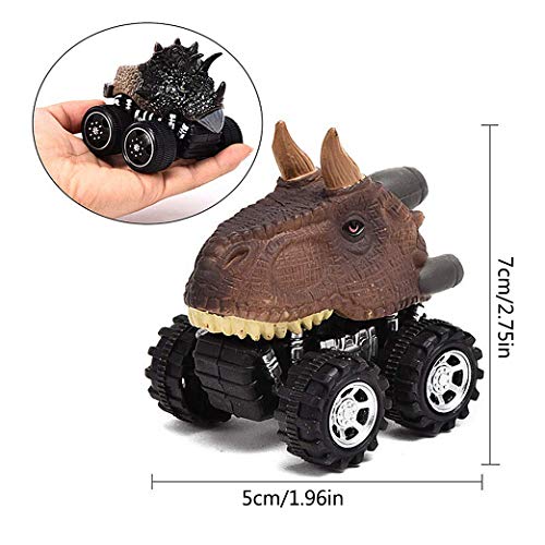 Yeelan 6 unids Tire hacia atrás Dinosaur Cars Dino Truck Toy Mini Dragon Animal Vehículo con Rueda Creativa para niños/Niños/Niño pequeño (5x6x7cm / 2x2.4x2.8in, tamaño pequeño)