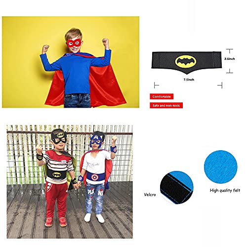 YESFINE Capa de Superhéroe para Niños - 5 Capas y 5 Máscaras y 5 Pulseras - Ideas Kit de Valor de Cosplay de Diseño de Fiesta de Cumpleaños de Navidad - Juguetes para Niños y Niñas (Multicolor)