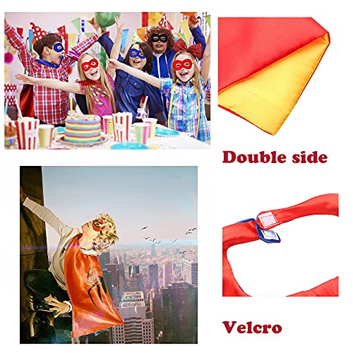 YESFINE Capa de Superhéroe para Niños - 5 Capas y 5 Máscaras y 5 Pulseras - Ideas Kit de Valor de Cosplay de Diseño de Fiesta de Cumpleaños de Navidad - Juguetes para Niños y Niñas (Multicolor)