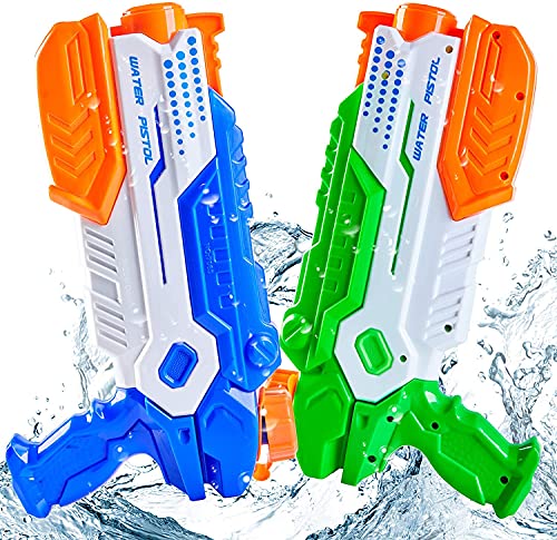 Yetech 2 Piezas Pistola de Agua Grande, Pistola de Agua de Juguete con 1200ML Pistolas de Agua Grande,Alcance de hasta 10 m,Adecuado para Niñas/Niños Playa, Piscina, Verano Juguetes de Agua Juego