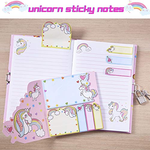 Yetech Set de papelería Unicornio-Cuaderno con Cerradura de Unicornio Regalo de cumpleaños de Navidad para niñas Edades 4 5 6 7 8 9 10 11